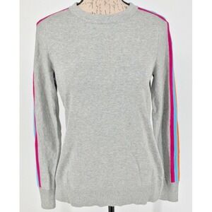 KIM GRAVEL Top SIZE XXS Gray Cotton Rayon Bright 3 Tone Accent Stripe Excellent